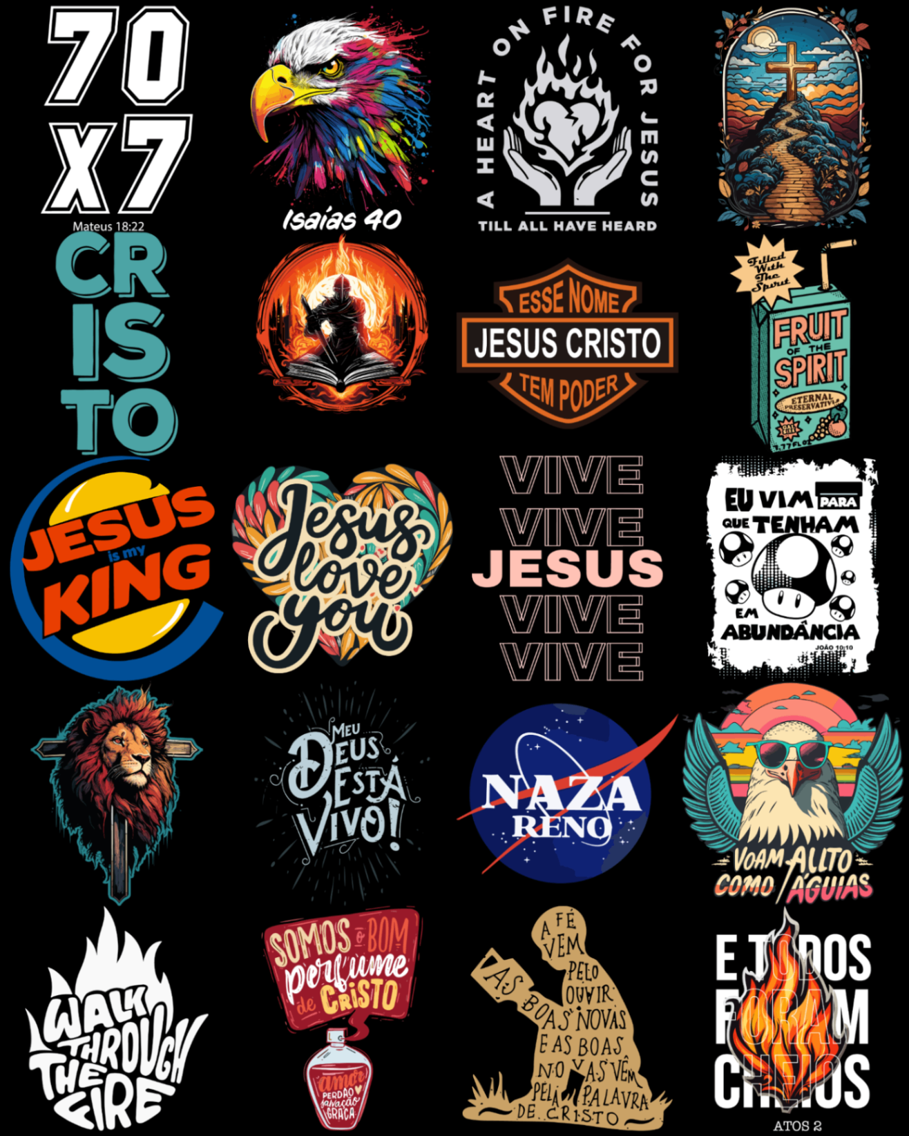 100+ Estampas com Frases Cristãs para Camisetas - Artes DTF